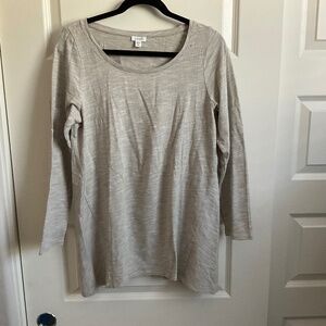 Pure Jill Space Dye Long Sleeve Tee - Grey/Tan - Size Medium